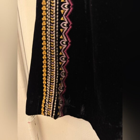 Johnny Was Love Silk Blend Velvet Black Embroidered Wide Leg Cropped Pants Large - Picture 6 of 12